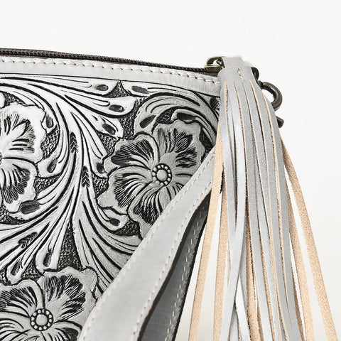 American Darling Hand-Tooled Western Leather Wristlet Bag - Genuine Floral Carved Women Clutch