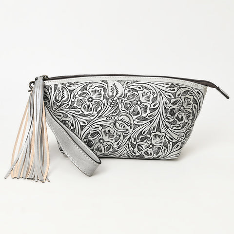 American Darling Hand-Tooled Western Leather Wristlet Bag - Genuine Floral Carved Women Clutch
