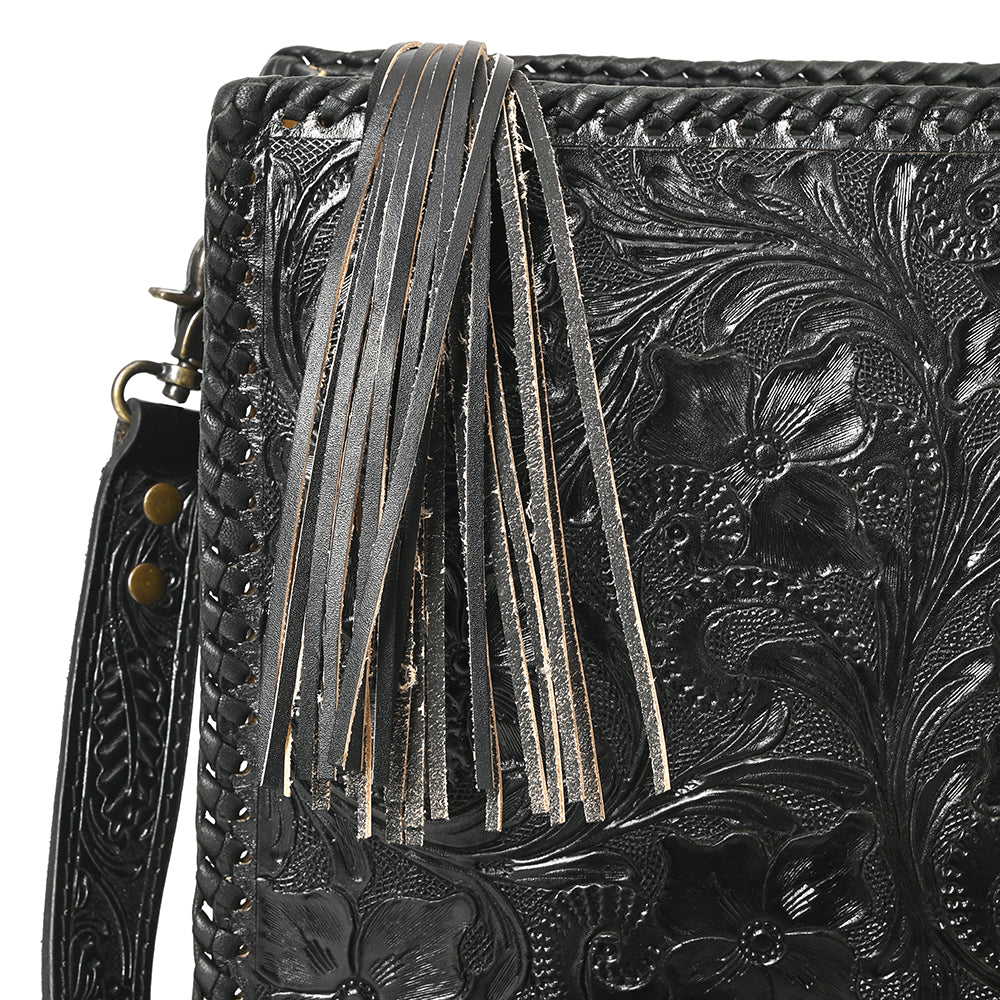 American Darling Hand-Tooled Western Leather Crossbody Bag - Genuine Floral Carved Artisan Purse