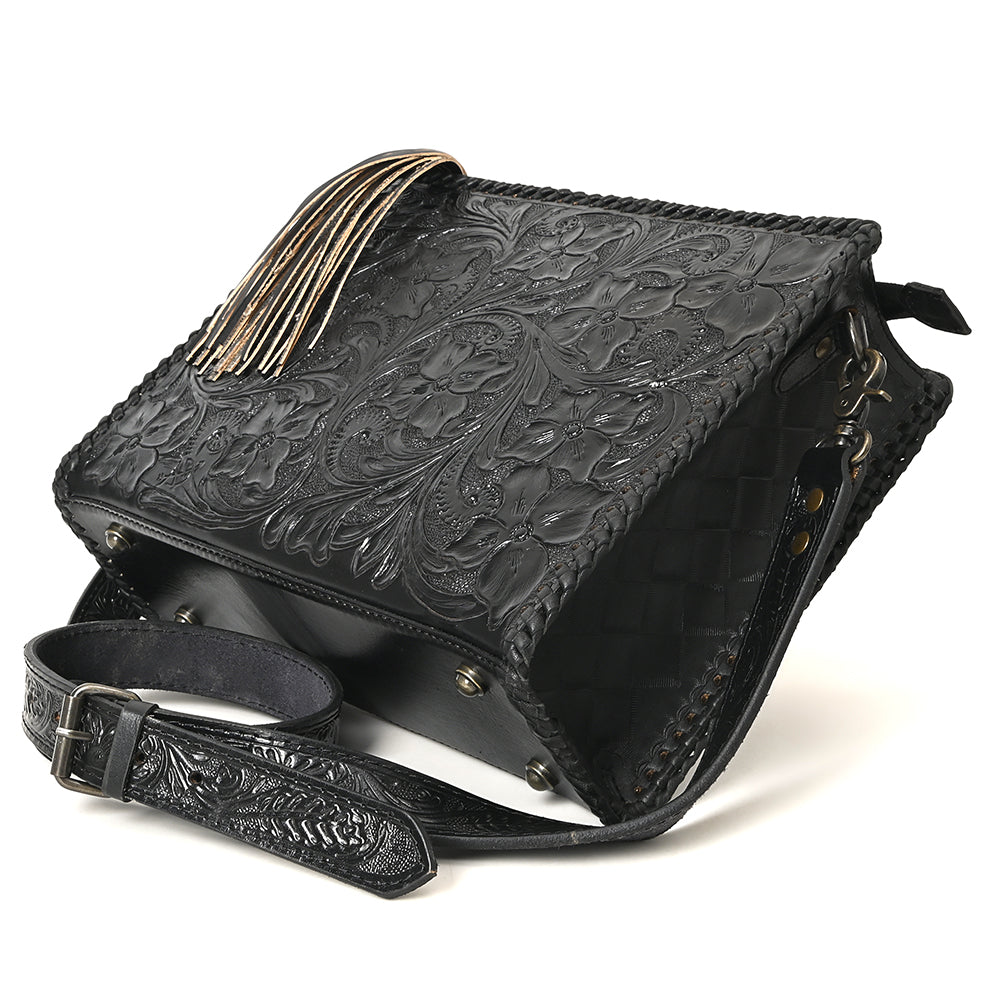 American Darling Hand-Tooled Western Leather Crossbody Bag - Genuine Floral Carved Artisan Purse