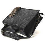 ADBG1235 Hand-Tooled Leather Crossbody Bag - Western Floral Design with Fringe