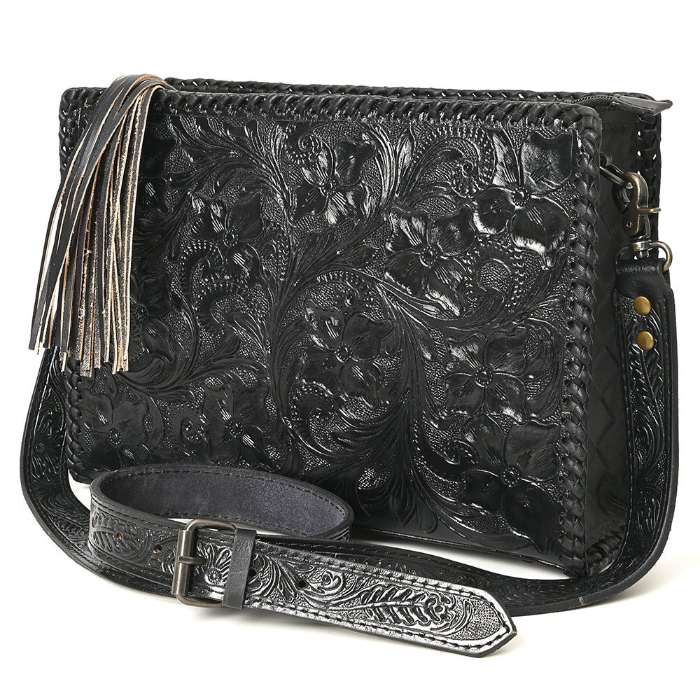 American Darling Hand-Tooled Western Leather Crossbody Bag - Genuine Floral Carved Artisan Purse