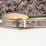 ADBG1235 Hand-Tooled Leather Crossbody Bag - Western Floral Design with Fringe