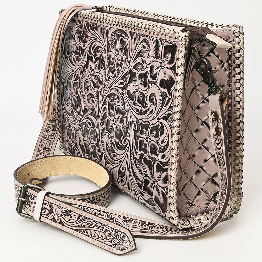 American Darling Hand-Tooled Western Leather Crossbody Bag - Genuine Floral Carved Artisan Purse