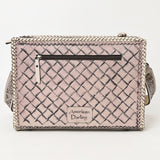 ADBG1235 Hand-Tooled Leather Crossbody Bag - Western Floral Design with Fringe
