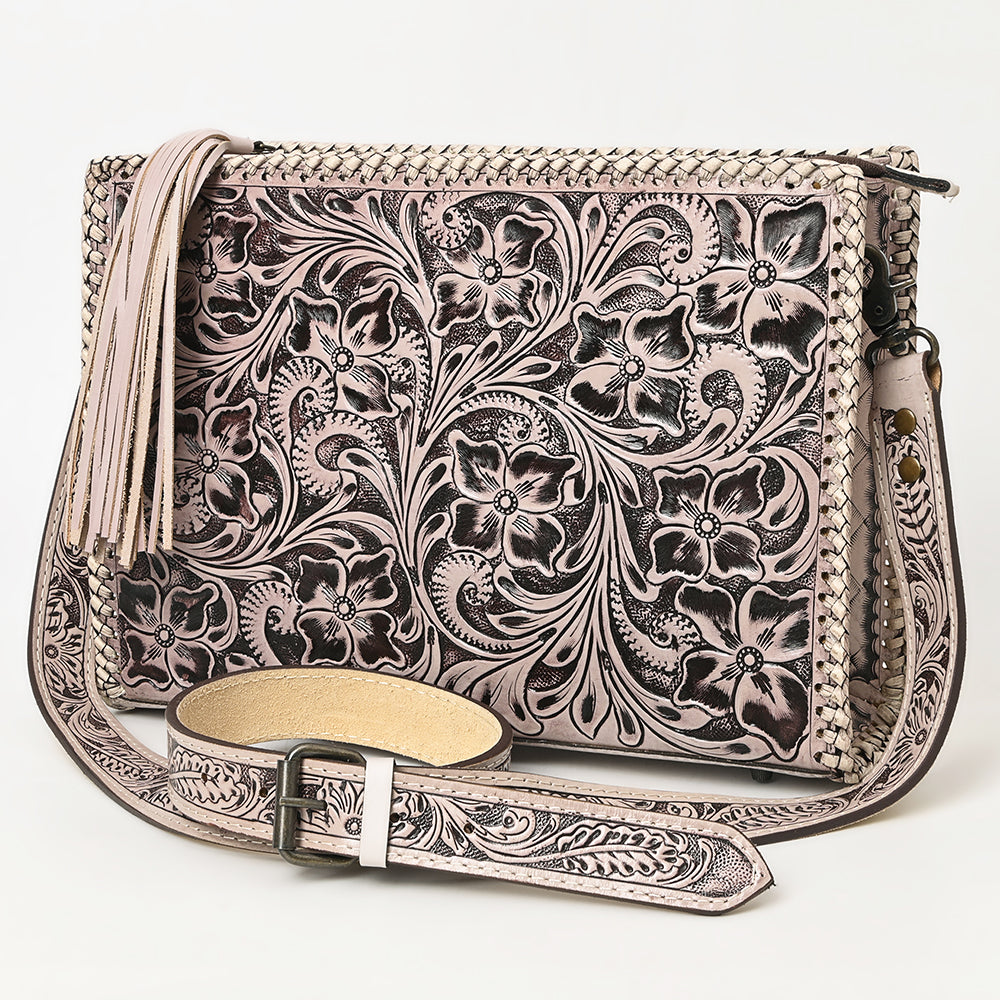 American Darling Hand-Tooled Western Leather Crossbody Bag - Genuine Floral Carved Artisan Purse