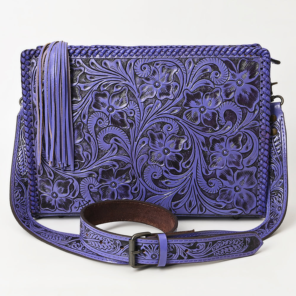 American Darling Hand-Tooled Western Leather Crossbody Bag - Genuine Floral Carved Artisan Purse