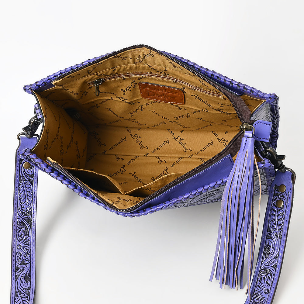 American Darling Hand-Tooled Western Leather Crossbody Bag - Genuine Floral Carved Artisan Purse