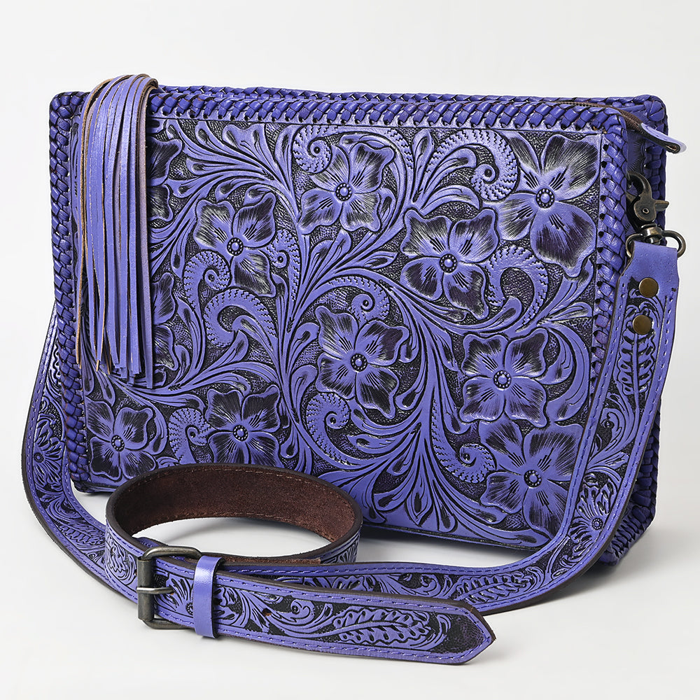 American Darling Hand-Tooled Western Leather Crossbody Bag - Genuine Floral Carved Artisan Purse