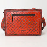ADBG1235 Hand-Tooled Leather Crossbody Bag - Western Floral Design with Fringe