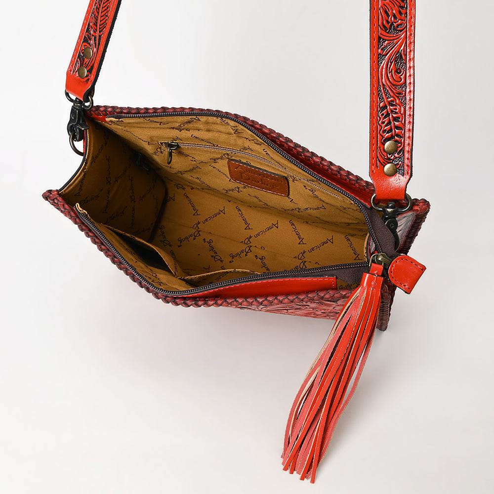 American Darling Hand-Tooled Western Leather Crossbody Bag - Genuine Floral Carved Artisan Purse