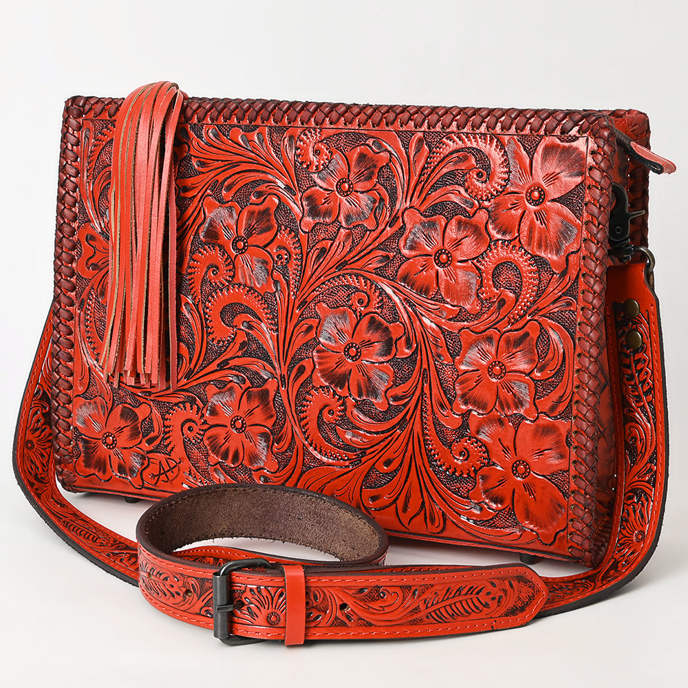 American Darling Hand-Tooled Western Leather Crossbody Bag - Genuine Floral Carved Artisan Purse