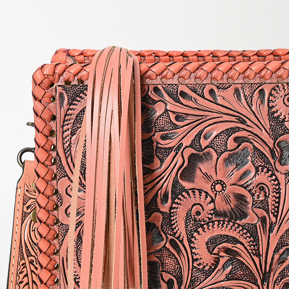 American Darling Hand-Tooled Western Leather Crossbody Bag - Genuine Floral Carved Artisan Purse