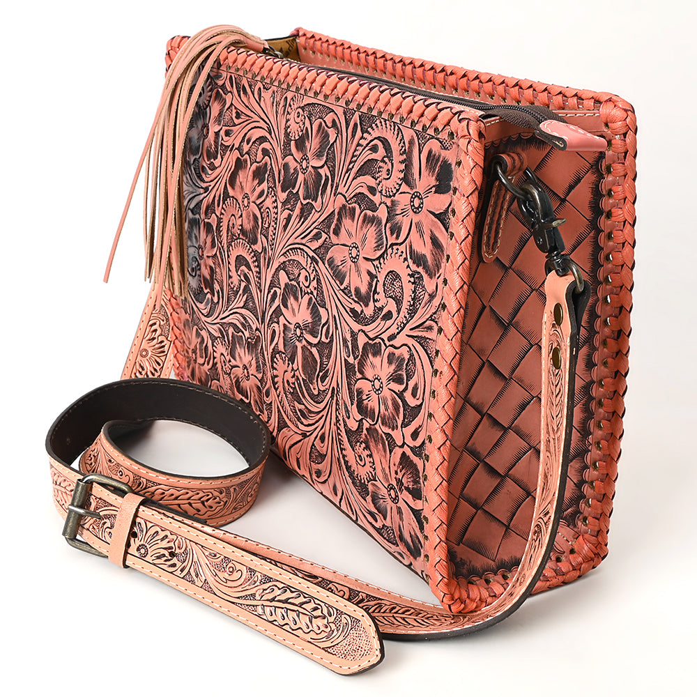 American Darling Hand-Tooled Western Leather Crossbody Bag - Genuine Floral Carved Artisan Purse