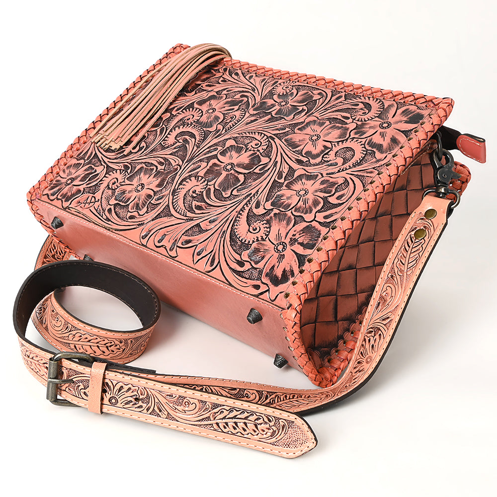 American Darling Hand-Tooled Western Leather Crossbody Bag - Genuine Floral Carved Artisan Purse