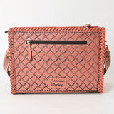 ADBG1235 Hand-Tooled Leather Crossbody Bag - Western Floral Design with Fringe