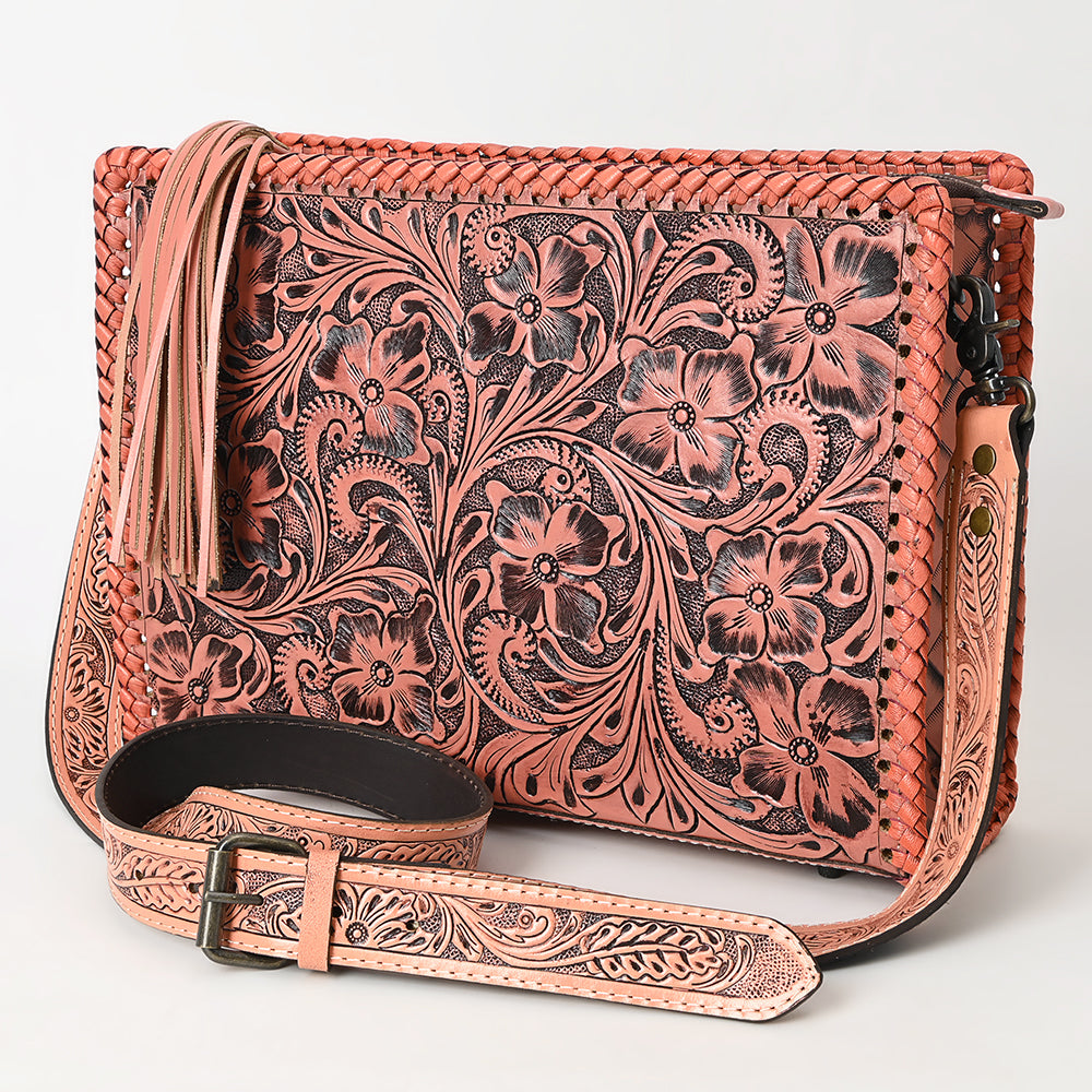 American Darling Hand-Tooled Western Leather Crossbody Bag - Genuine Floral Carved Artisan Purse