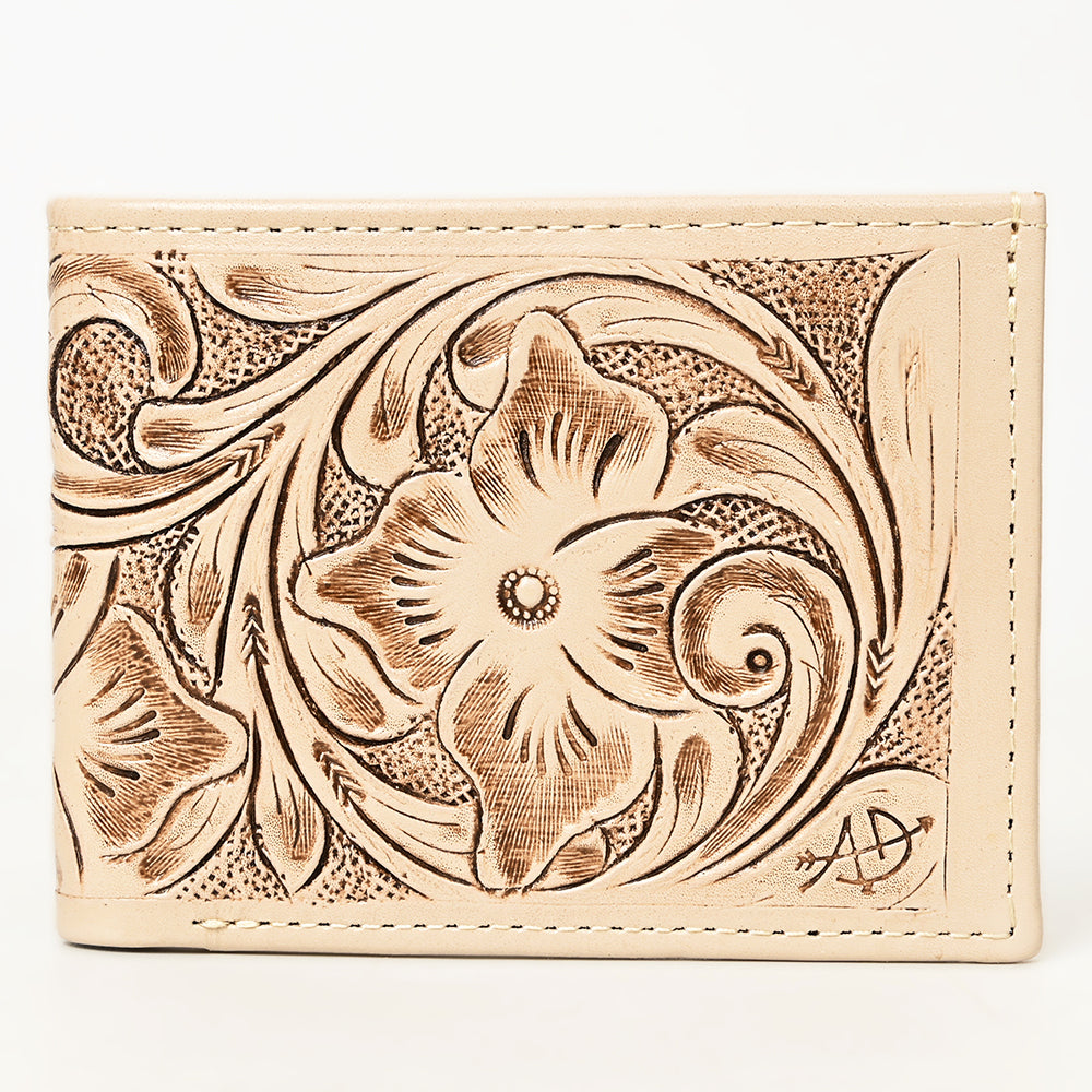 American Darling Hand Tooled Leather Bifold Wallet | Floral Carved Purse