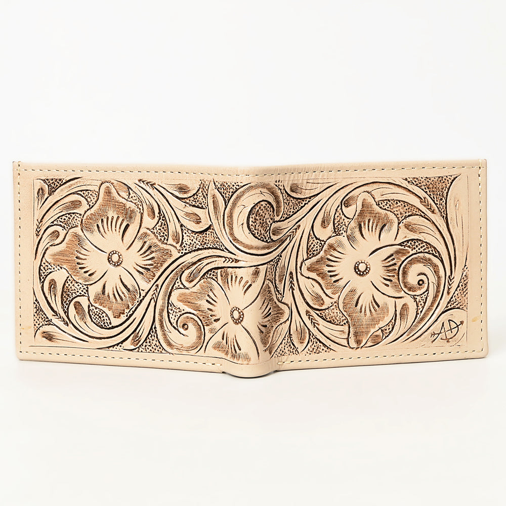 American Darling Hand Tooled Leather Bifold Wallet | Floral Carved Purse