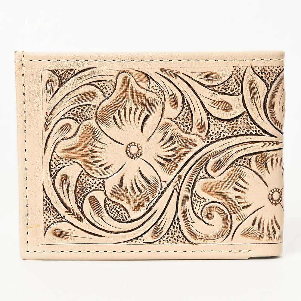 American Darling Hand Tooled Leather Bifold Wallet | Floral Carved Purse