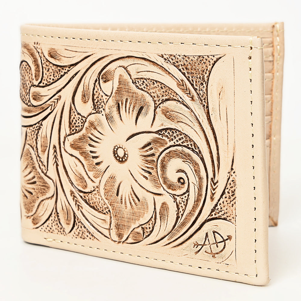 American Darling Hand Tooled Leather Bifold Wallet | Floral Carved Purse