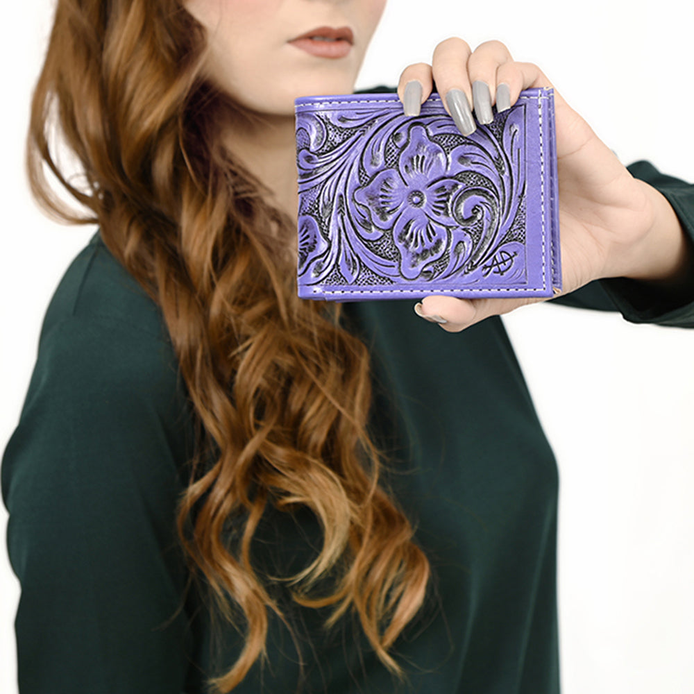 American Darling Hand Tooled Leather Bifold Wallet | Floral Carved Purse