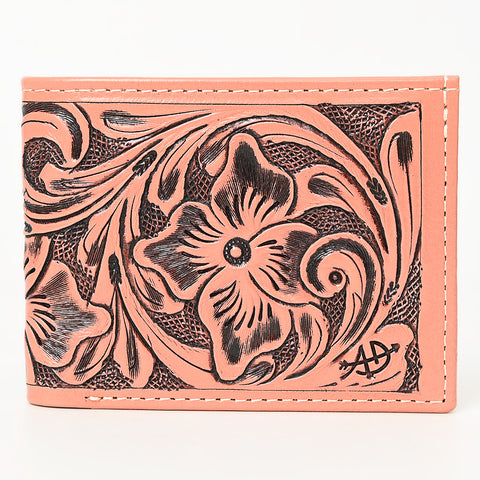 American Darling Hand Tooled Leather Bifold Wallet -Floral Carved Purse
