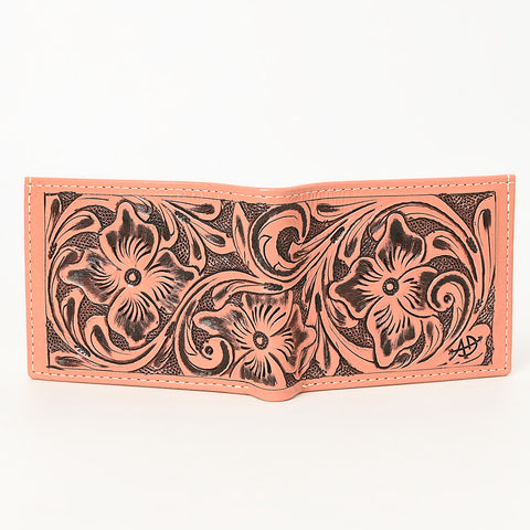American Darling Hand Tooled Leather Bifold Wallet -Floral Carved Purse