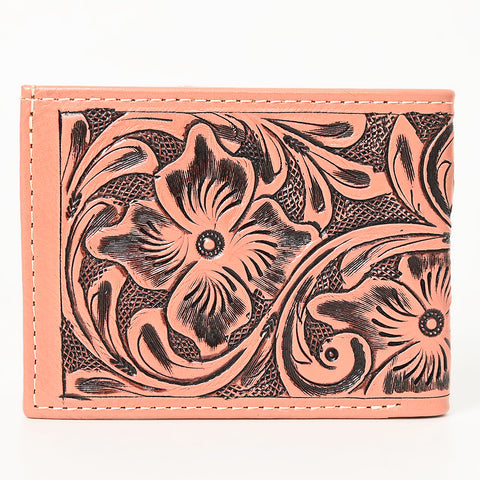 American Darling Hand Tooled Leather Bifold Wallet -Floral Carved Purse