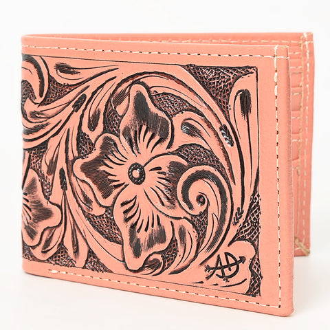 American Darling Hand Tooled Leather Bifold Wallet -Floral Carved Purse