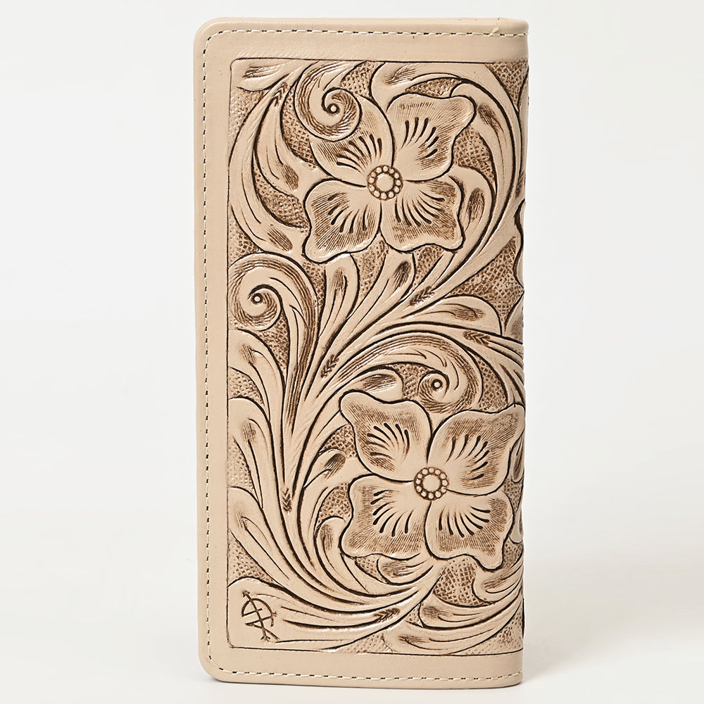 ADBG1269 Hand-Tooled Leather Long Wallet - Western Floral Rodeo Style