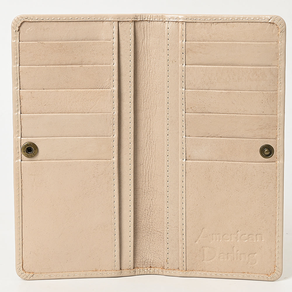 ADBG1269 Hand-Tooled Leather Long Wallet - Western Floral Rodeo Style