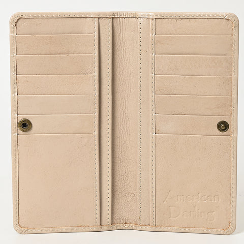American Darling Hand-Tooled Genuine Leather Western Wallet Handbag - Floral Carved Women Wallet