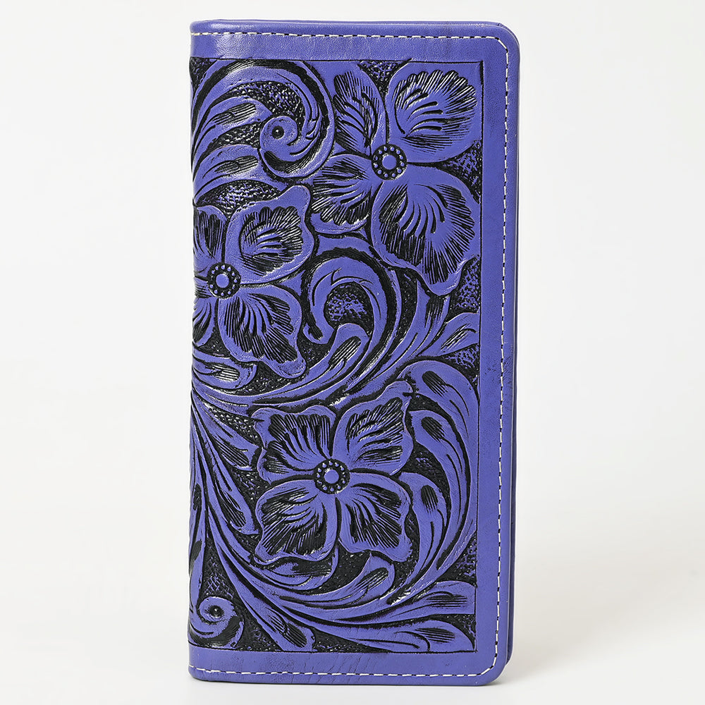 ADBG1269 Hand-Tooled Leather Long Wallet - Western Floral Rodeo Style