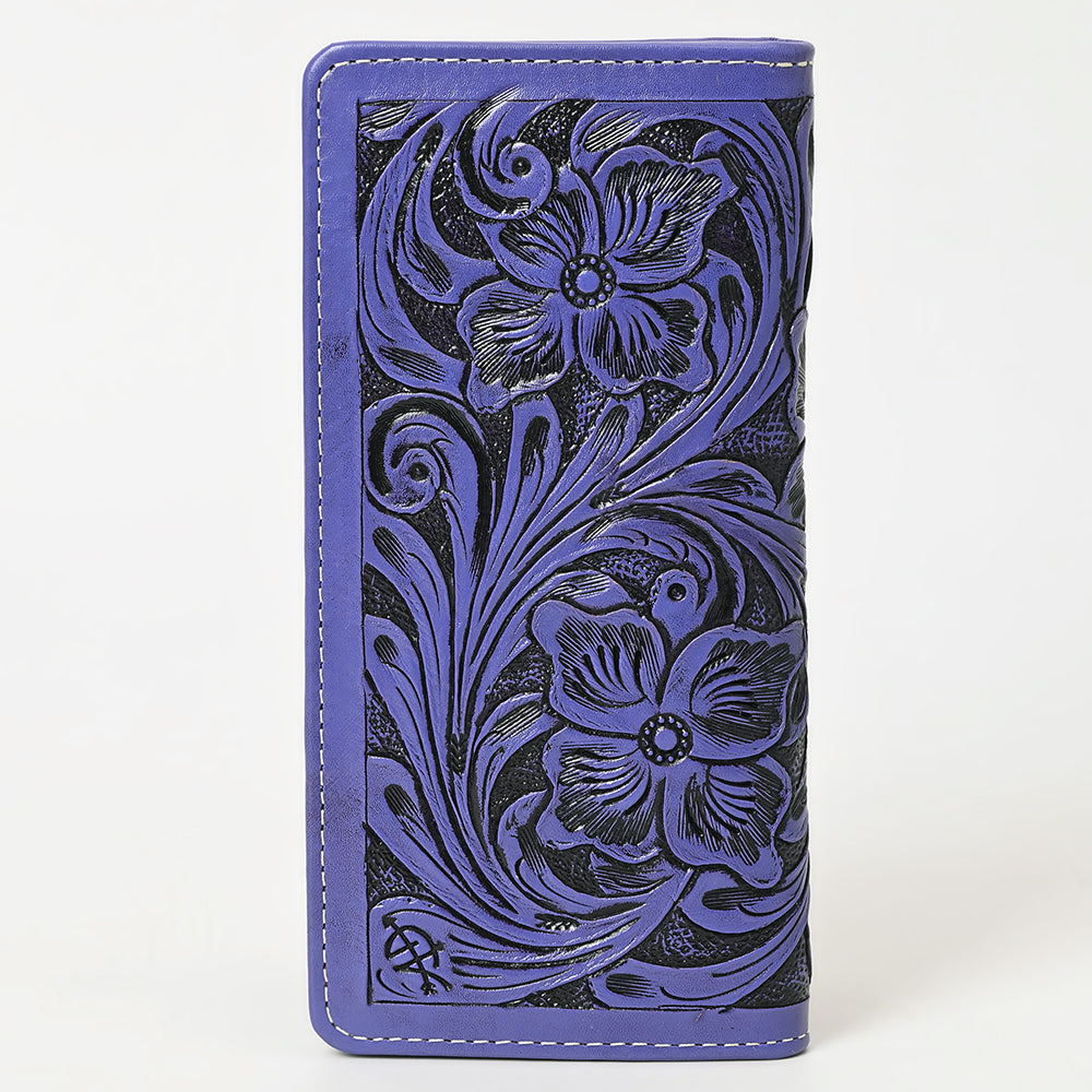ADBG1269 Hand-Tooled Leather Long Wallet - Western Floral Rodeo Style