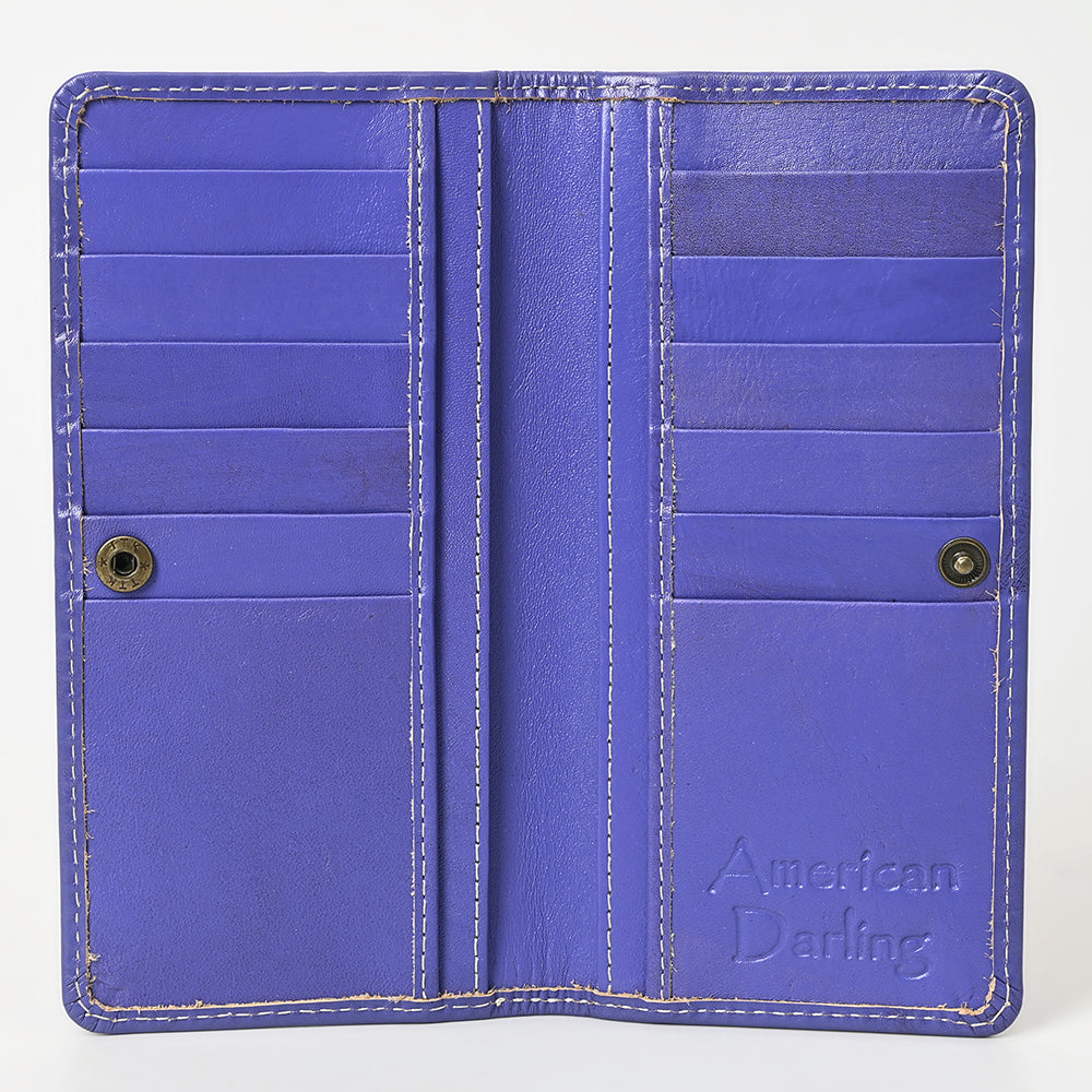 ADBG1269 Hand-Tooled Leather Long Wallet - Western Floral Rodeo Style