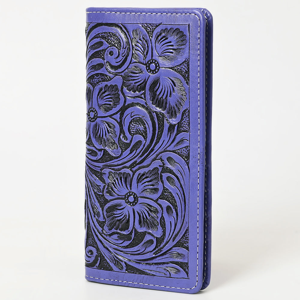 ADBG1269 Hand-Tooled Leather Long Wallet - Western Floral Rodeo Style