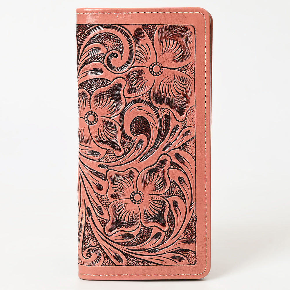 ADBG1269 Hand-Tooled Leather Long Wallet - Western Floral Rodeo Style