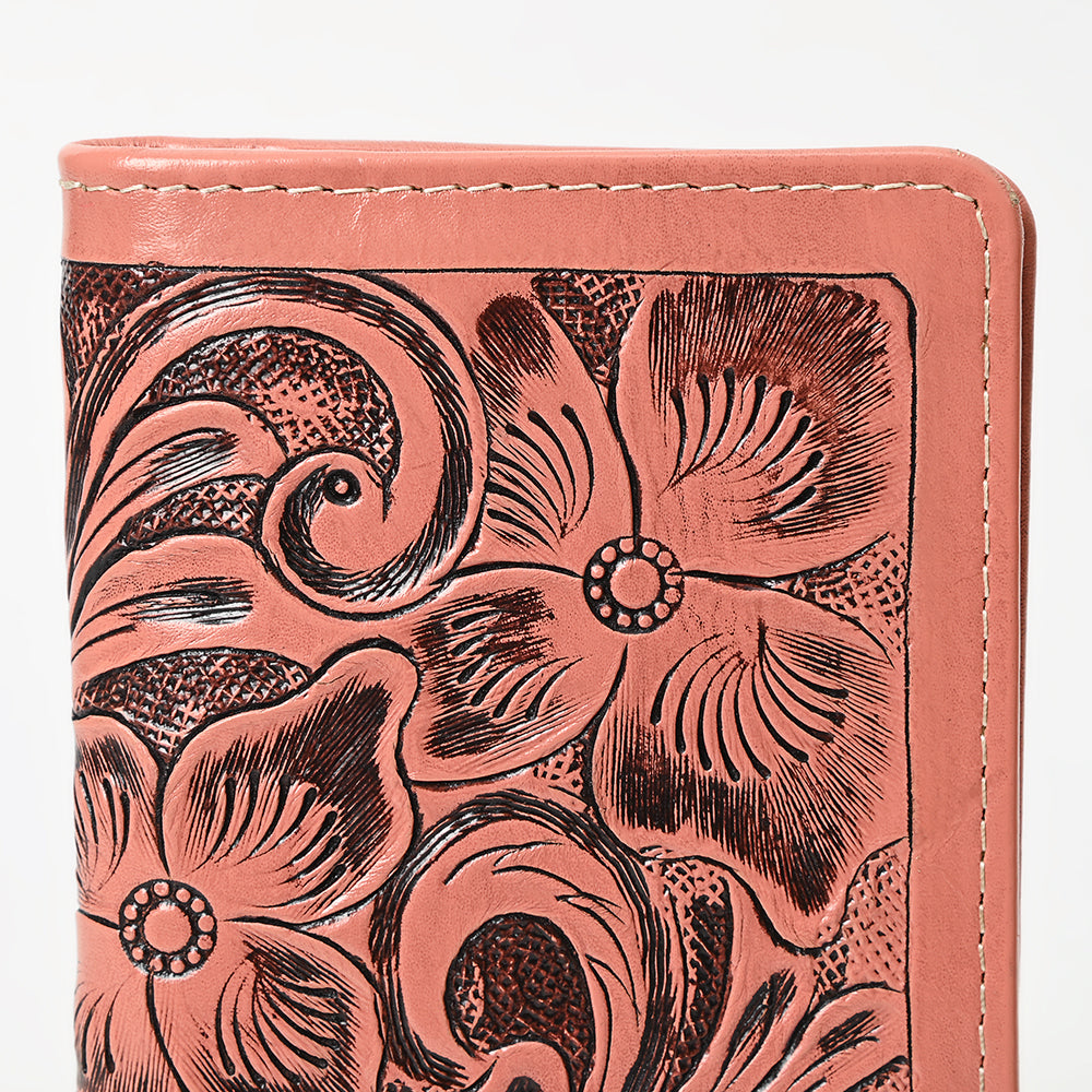 ADBG1269 Hand-Tooled Leather Long Wallet - Western Floral Rodeo Style