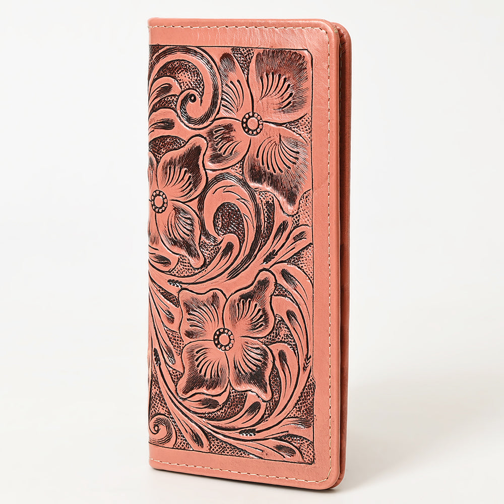 ADBG1269 Hand-Tooled Leather Long Wallet - Western Floral Rodeo Style