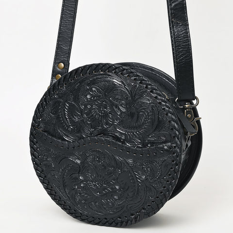 American Darling Western Leather Canteen Bag with Hand-Tooled Floral Detailing | Genuine Leather Crossbody