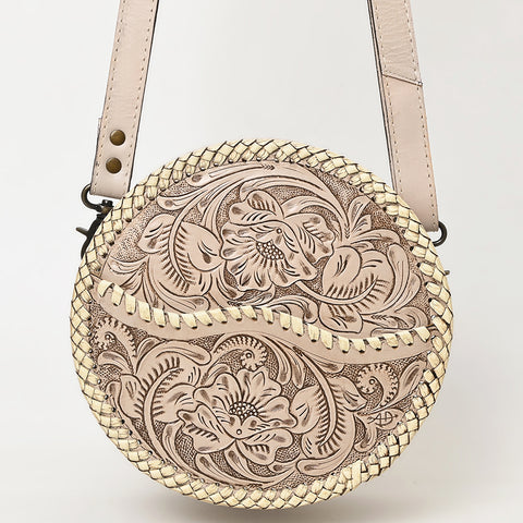 American Darling Western Leather Canteen Bag with Hand-Tooled Floral Detailing | Genuine Leather Crossbody