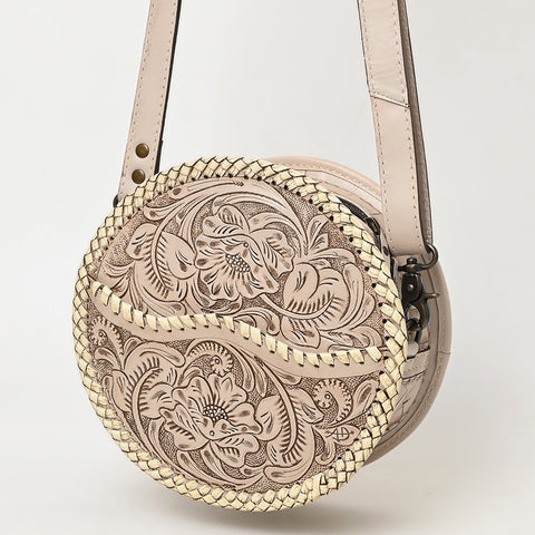 American Darling Western Leather Canteen Bag with Hand-Tooled Floral Detailing | Genuine Leather Crossbody