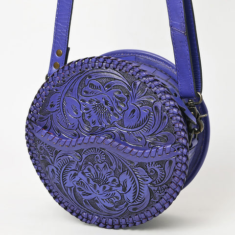American Darling Western Leather Canteen Bag with Hand-Tooled Floral Detailing | Genuine Leather Crossbody