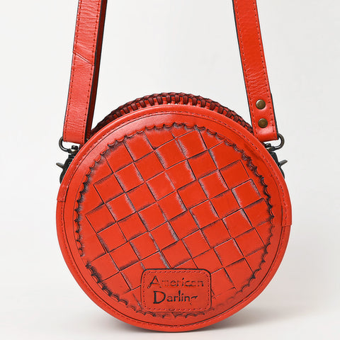 American Darling Western Leather Canteen Bag with Hand-Tooled Floral Detailing | Genuine Leather Crossbody