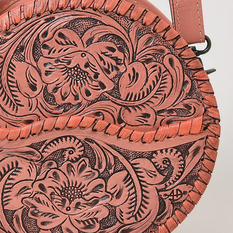 American Darling Western Leather Canteen Bag with Hand-Tooled Floral Detailing | Genuine Leather Crossbody