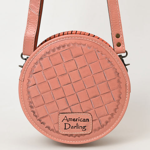 American Darling Western Leather Canteen Bag with Hand-Tooled Floral Detailing | Genuine Leather Crossbody