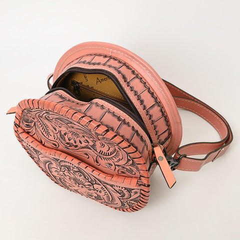 American Darling Western Leather Canteen Bag with Hand-Tooled Floral Detailing | Genuine Leather Crossbody