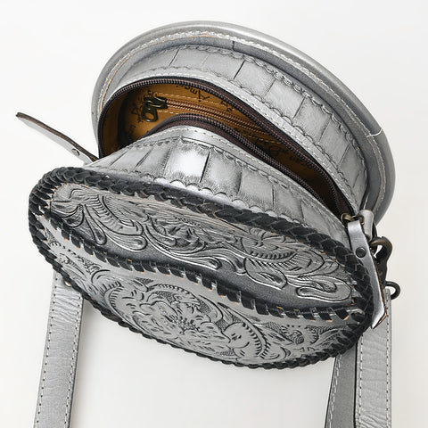 American Darling Western Leather Canteen Bag with Hand-Tooled Floral Detailing | Genuine Leather Crossbody