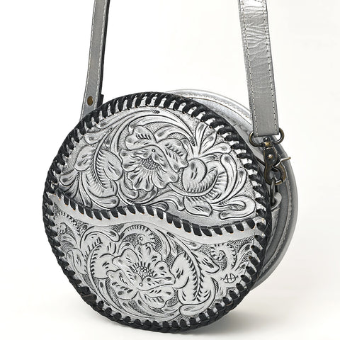 American Darling Western Leather Canteen Bag with Hand-Tooled Floral Detailing | Genuine Leather Crossbody